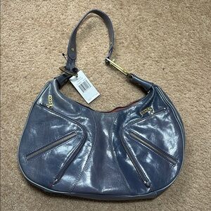 VINTAGE NWT Maxx New York Smoky Blue Leather Hobo Bag